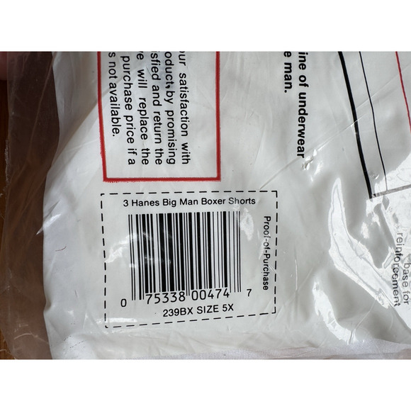 Vintage 1985 Men's Hanes Boxers 3 Pack Big Man 5X 58-60 USA NOS - Picture 6 of 7